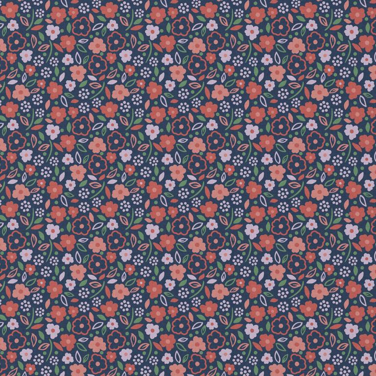 Tissu Coton Enduit ERIKA MINUIT ROSES  10 x 150 cm