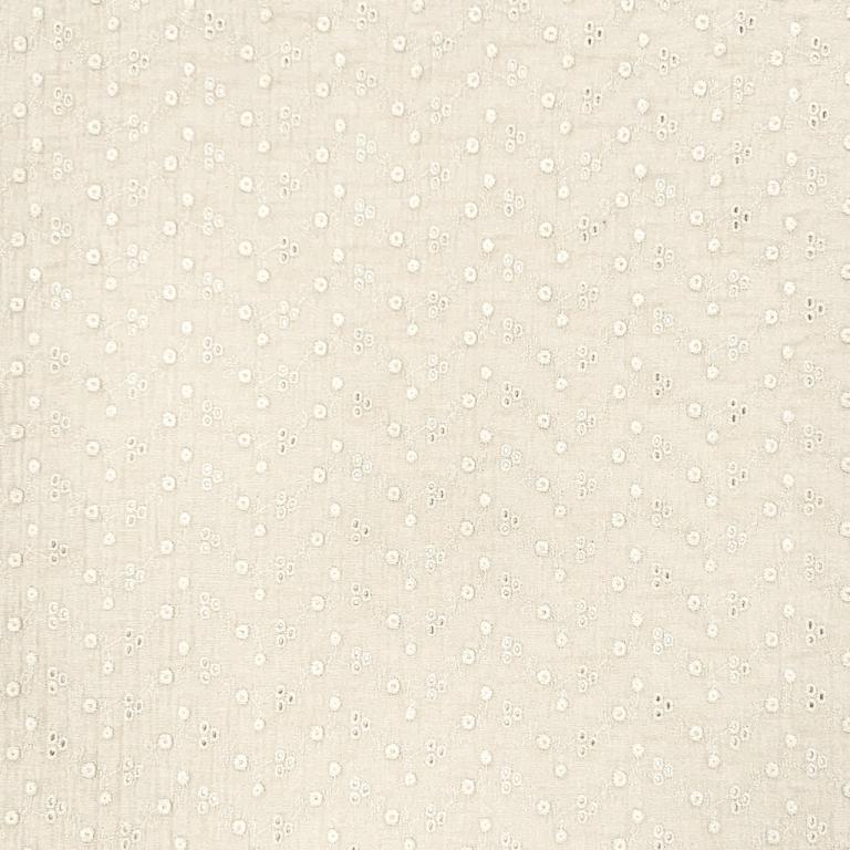 Tissu Double gaze de coton brodée Suzy Ecru 10 x 130 cm