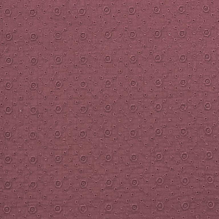 Tissu Double gaze de coton brodée Suzy Framboise 10 x 130 cm