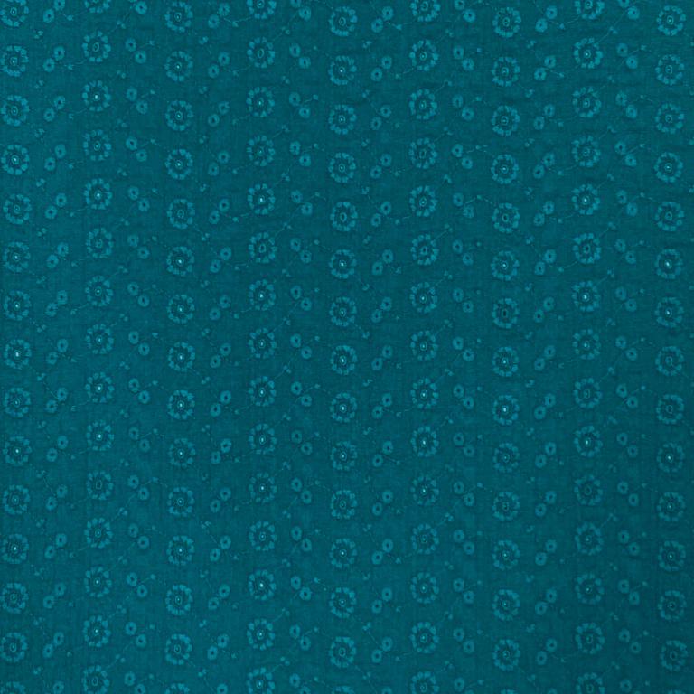 Tissu Double gaze de coton brodée Suzy Paon 10 x 130 cm