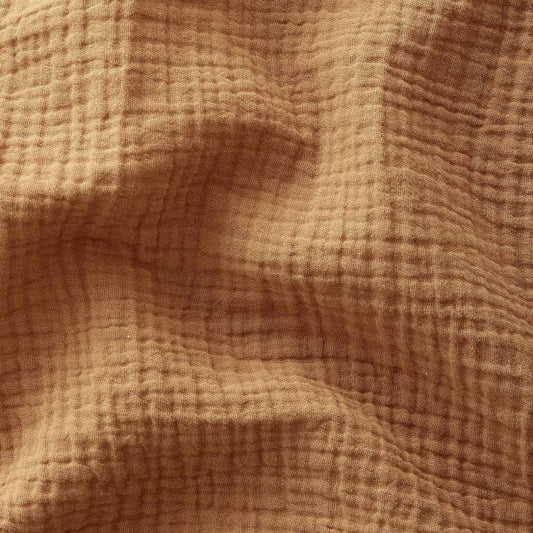 Tissu Double gaze de coton gaufrée unie Camel 10 x 135 cm