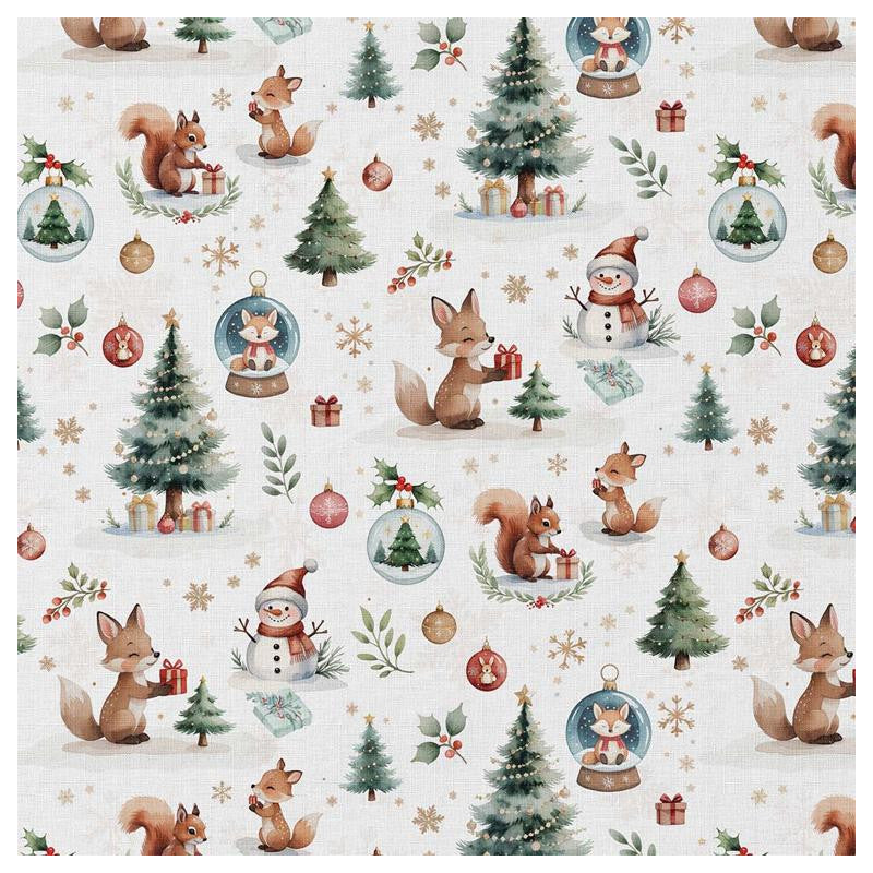 Tissu Coton DOUNOEL Blanc/vert 10 x 150 cm