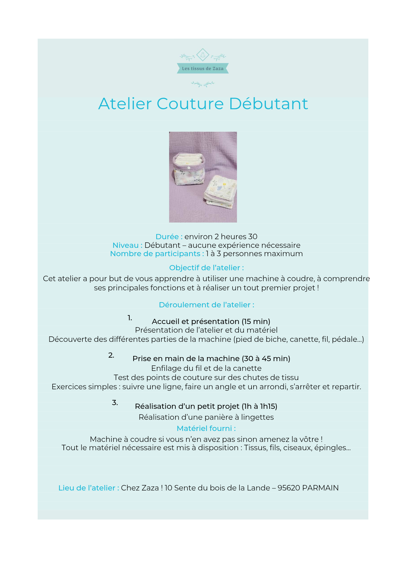L'atelier de couture de Zaza - Débutant