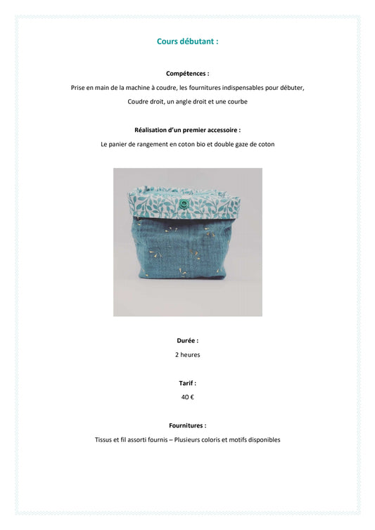 L'atelier de couture de Zaza - Débutant