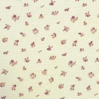 Tissu double gaze HOPE ECRU/ROSE 10 x 130 cm