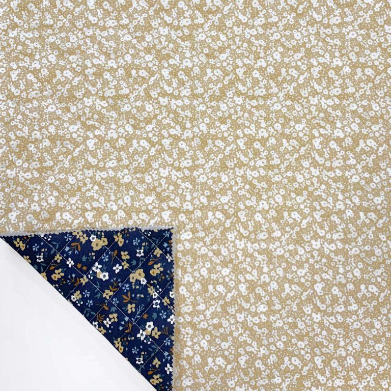 Tissu matelassé coton ELONA/HILALI NAVY/CARAMEL  10 x 130 cm