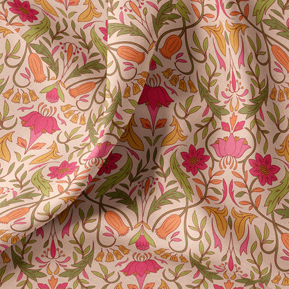 Tissu Coton ALPHONSE PECHE/ROSE 10 x 150 cm