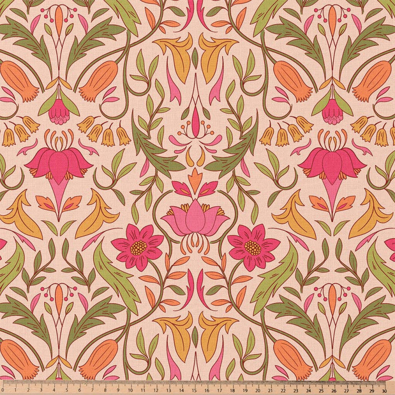 Tissu Coton ALPHONSE PECHE/ROSE 10 x 150 cm