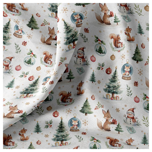 Tissu Coton DOUNOEL Blanc/vert 10 x 150 cm