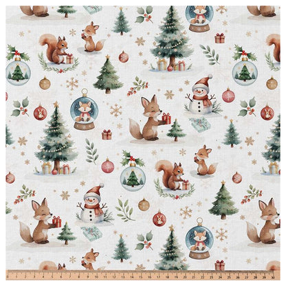 Tissu Coton DOUNOEL Blanc/vert 10 x 150 cm