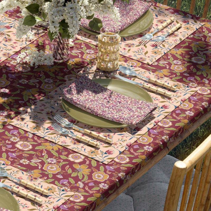 Tissu Coton Enduit EVELYNE PECHE/BEIGE  10 x 150 cm