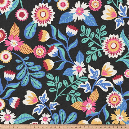 Tissu Coton KALERIA NOIR/BLEU 10 x 150 cm