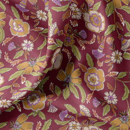 Tissu Coton Enduit MALANA PRUNE/VERT  10 x 150 cm