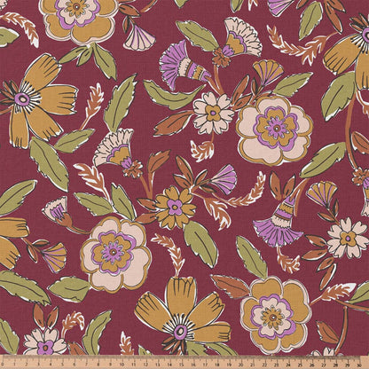 Tissu Coton Enduit MALANA PRUNE/VERT  10 x 150 cm