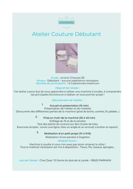 L'atelier de couture de Zaza - Débutant