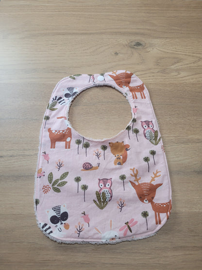 Bavoir bébé en coton et micro-éponge bambou - 5 motifs disponibles