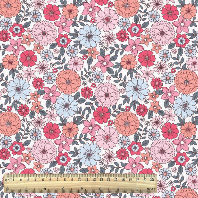 Tissu Coton Brigitte Rose 10 x 150 cm