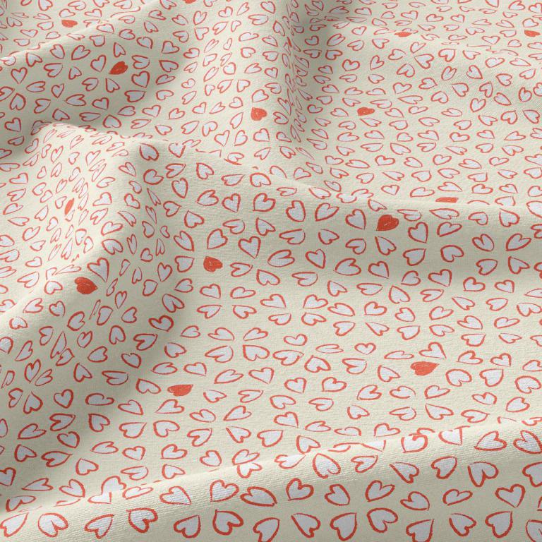 Tissu Coton Cinta Lait/Rouge Cœurs 10 x 150 cm