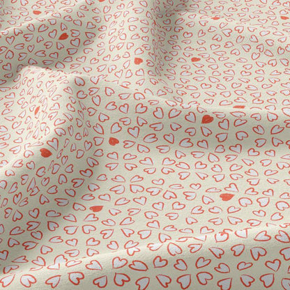 Tissu Coton Cinta Lait/Rouge Cœurs 10 x 150 cm