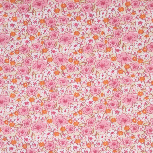 Tissu Coton KALMIA ROSE / ECRU 10 x 150 cm