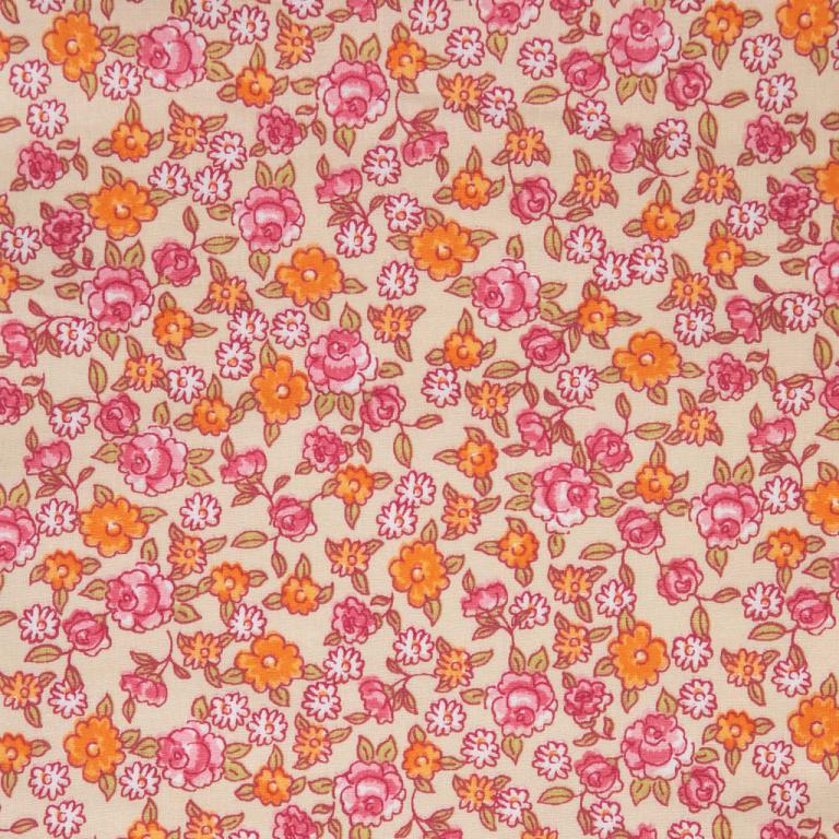 Tissu Coton SARINA ROSE / ANIS 10 x 150 cm