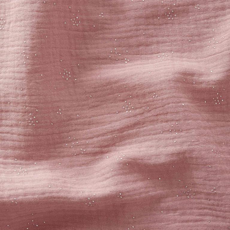 Tissu Double gaze de coton gaufrée ZEALOR ROSE THE/ARGENT 10 x 130 cm