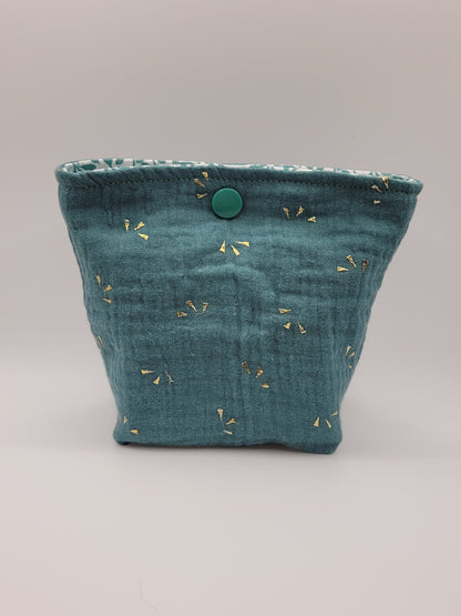 Lot de 7 lingettes et son panier - Bleu et vert